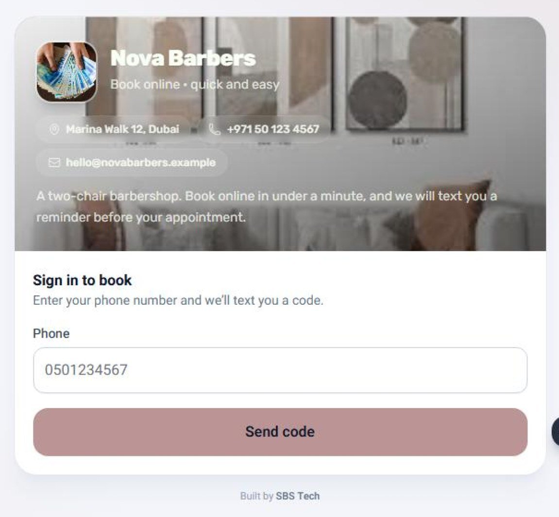 A booking system we built, running in English